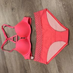 Brand New Victoria's Secret 34A push up bra&medium size matching panties.